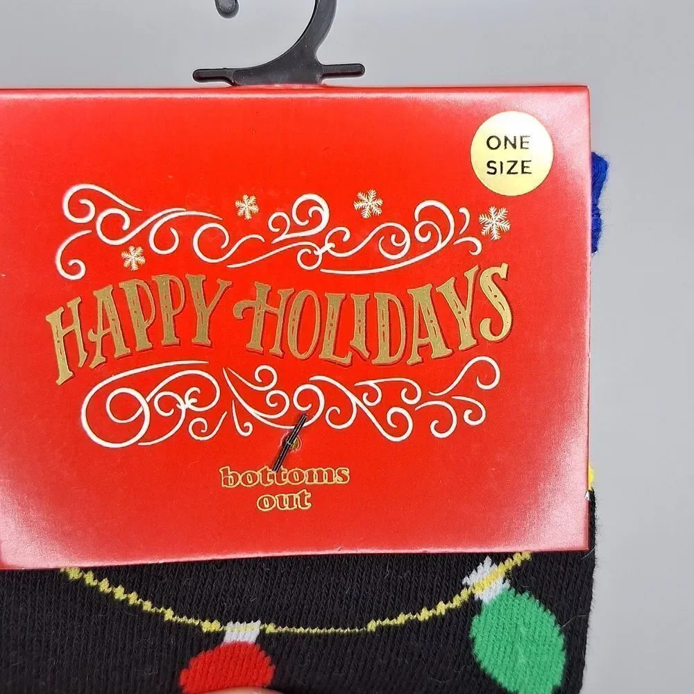 HOLIDAY Christmas LIGHTS CREW SOCKS UNISEX